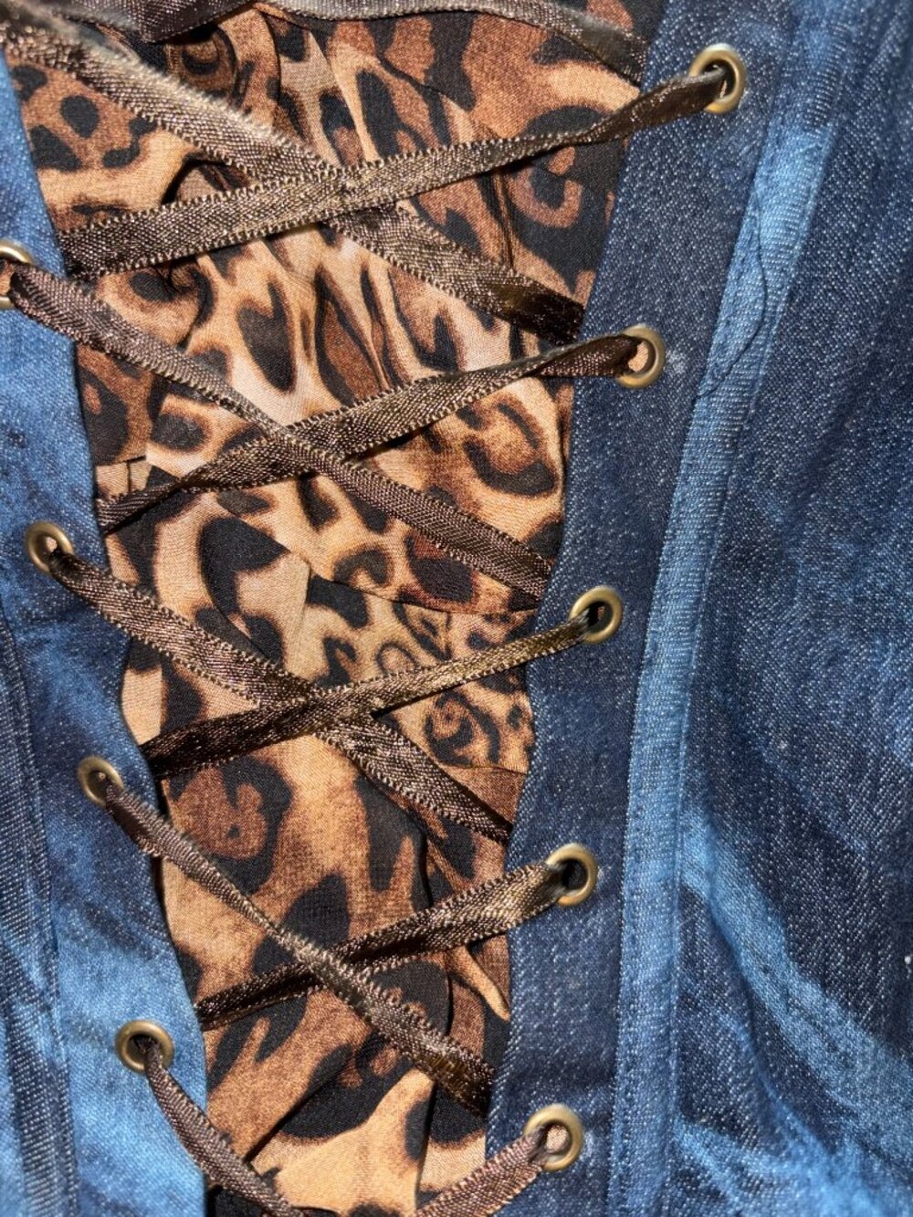 Denim/Leopard Bustier - Picture 2 of 3
